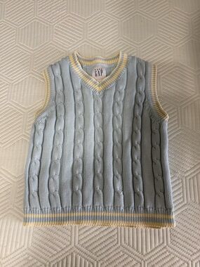 Baby Gap Boys Blue & Yellow Cable Knit Sweater Vest Size 3xl 3 Years 100%cotton
